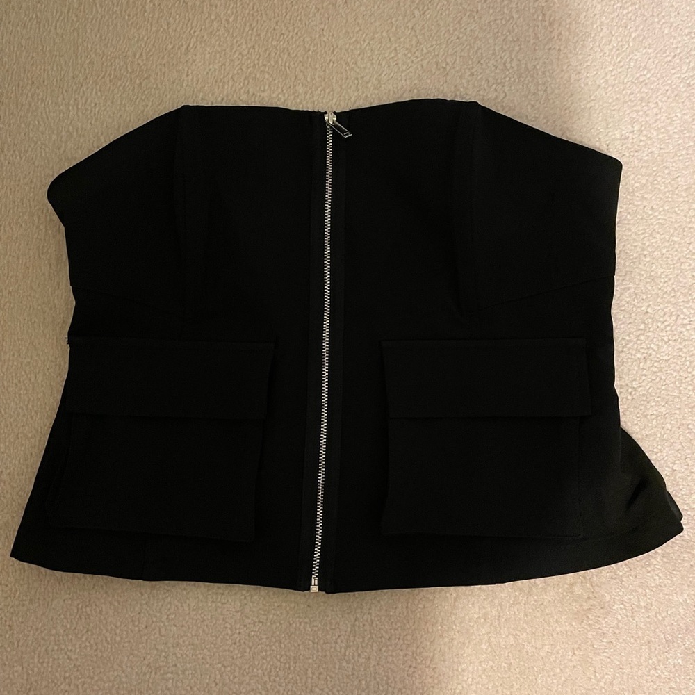 Sleeveless cropped full-zip corset style top X-large NWT